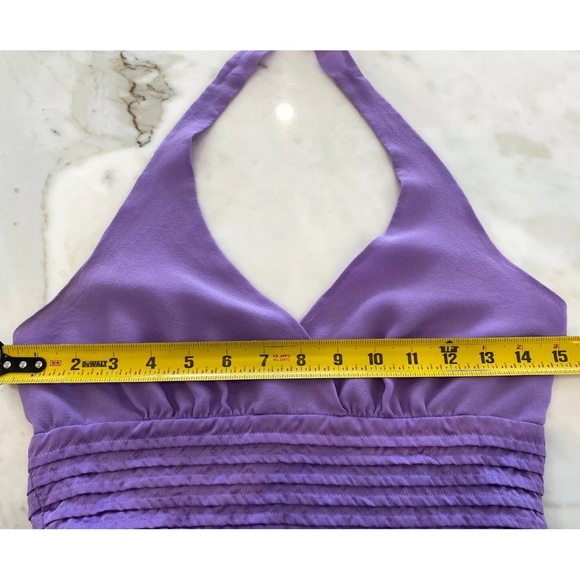 BCBG PURPLE RUFFLE HALTER TOP SIZE XS - Picture 7 of 14